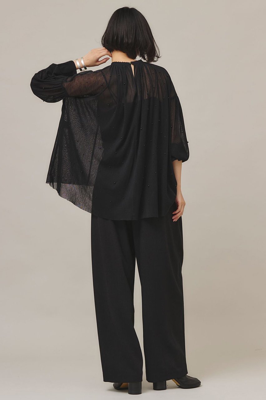 【カレンソロジー/Curensology】のコットンチュールパールブラウス 人気、トレンドファッション・服の通販 founy(ファニー) 　ファッション　Fashion　レディースファッション　WOMEN　トップス・カットソー　Tops/Tshirt　シャツ/ブラウス　Shirts/Blouses　アクセサリー　Accessories　スリーブ　Sleeve　ドット　Dot　バルーン　Balloon　メッシュ　Mesh　リラックス　Relax　ロング　Long　エレガント 上品　Elegant　other-5|ID: prp329100004250797 ipo3291000000031377385