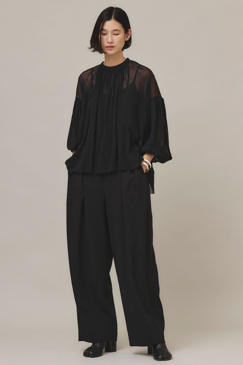 【カレンソロジー/Curensology】のコットンチュールパールブラウス 人気、トレンドファッション・服の通販 founy(ファニー) 　ファッション　Fashion　レディースファッション　WOMEN　トップス・カットソー　Tops/Tshirt　シャツ/ブラウス　Shirts/Blouses　アクセサリー　Accessories　スリーブ　Sleeve　ドット　Dot　バルーン　Balloon　メッシュ　Mesh　リラックス　Relax　ロング　Long　エレガント 上品　Elegant　other-6|ID: prp329100004250797 ipo3291000000031377387