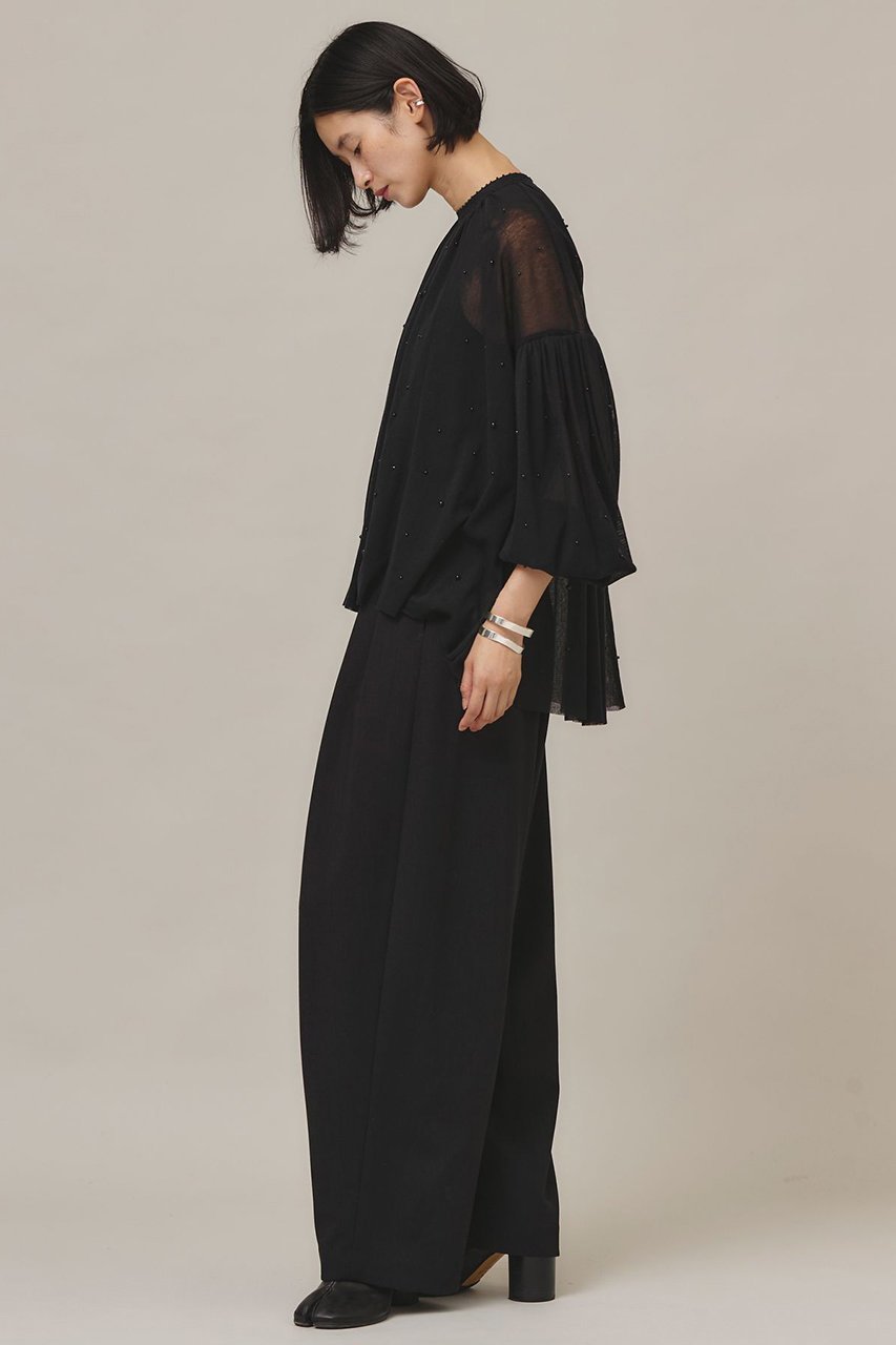【カレンソロジー/Curensology】のコットンチュールパールブラウス 人気、トレンドファッション・服の通販 founy(ファニー) 　ファッション　Fashion　レディースファッション　WOMEN　トップス・カットソー　Tops/Tshirt　シャツ/ブラウス　Shirts/Blouses　アクセサリー　Accessories　スリーブ　Sleeve　ドット　Dot　バルーン　Balloon　メッシュ　Mesh　リラックス　Relax　ロング　Long　エレガント 上品　Elegant　other-7|ID: prp329100004250797 ipo3291000000031377389