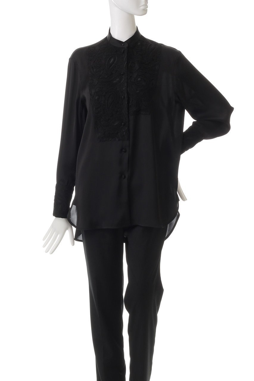【チノ/CINOH】のBLACK FORMAL レースアシンメトリックブザムシャツ 人気、トレンドファッション・服の通販 founy(ファニー) 　ファッション　Fashion　レディースファッション　Fashion for Women　トップス・カットソー　Cut & Sew Tops　シャツ・ブラウス・オフィスカジュアル　Elegant Blouses & Button-Ups　カフス　Cuff Design　サテン　Satin, Glossy Fabric　スリーブ　Sleeve, Long Sleeve / Short Sleeve　チュール　Tulip, Tulip Motif　マニッシュ　Mannish, Boyish　レース　Lace, Lace Fabric　ロング　Long, Long-Length　定番　Standard, Basic Item　other-2|ID: prp329100004252107 ipo3291000000032887352