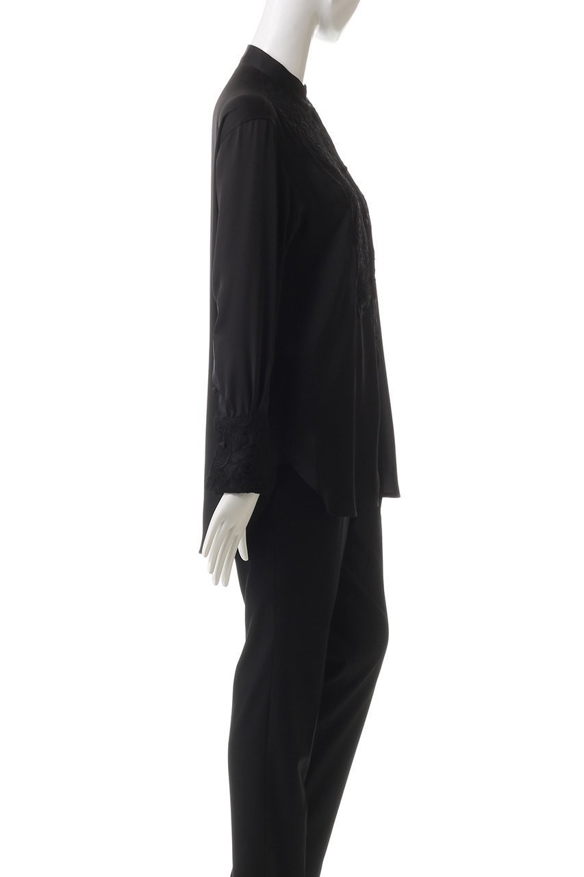 【チノ/CINOH】のBLACK FORMAL レースアシンメトリックブザムシャツ 人気、トレンドファッション・服の通販 founy(ファニー) 　ファッション　Fashion　レディースファッション　Fashion for Women　トップス・カットソー　Cut & Sew Tops　シャツ・ブラウス・オフィスカジュアル　Elegant Blouses & Button-Ups　カフス　Cuff Design　サテン　Satin, Glossy Fabric　スリーブ　Sleeve, Long Sleeve / Short Sleeve　チュール　Tulip, Tulip Motif　マニッシュ　Mannish, Boyish　レース　Lace, Lace Fabric　ロング　Long, Long-Length　定番　Standard, Basic Item　other-3|ID: prp329100004252107 ipo3291000000032887356