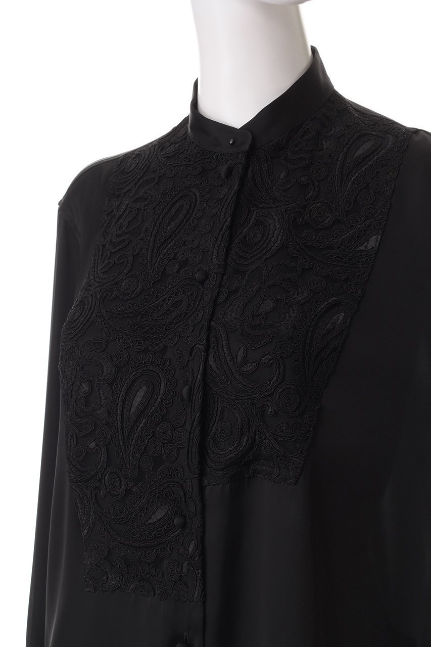 【チノ/CINOH】のBLACK FORMAL レースアシンメトリックブザムシャツ 人気、トレンドファッション・服の通販 founy(ファニー) 　ファッション　Fashion　レディースファッション　Fashion for Women　トップス・カットソー　Cut & Sew Tops　シャツ・ブラウス・オフィスカジュアル　Elegant Blouses & Button-Ups　カフス　Cuff Design　サテン　Satin, Glossy Fabric　スリーブ　Sleeve, Long Sleeve / Short Sleeve　チュール　Tulip, Tulip Motif　マニッシュ　Mannish, Boyish　レース　Lace, Lace Fabric　ロング　Long, Long-Length　定番　Standard, Basic Item　other-5|ID: prp329100004252107 ipo3291000000032887363