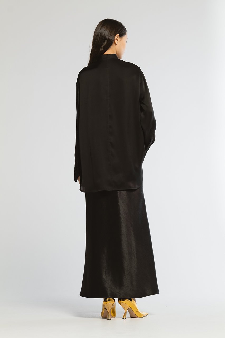 【チノ/CINOH】のBLACK FORMAL レースアシンメトリックブザムシャツ 人気、トレンドファッション・服の通販 founy(ファニー) 　ファッション　Fashion　レディースファッション　Fashion for Women　トップス・カットソー　Cut & Sew Tops　シャツ・ブラウス・オフィスカジュアル　Elegant Blouses & Button-Ups　カフス　Cuff Design　サテン　Satin, Glossy Fabric　スリーブ　Sleeve, Long Sleeve / Short Sleeve　チュール　Tulip, Tulip Motif　マニッシュ　Mannish, Boyish　レース　Lace, Lace Fabric　ロング　Long, Long-Length　定番　Standard, Basic Item　other-8|ID: prp329100004252107 ipo3291000000032887376