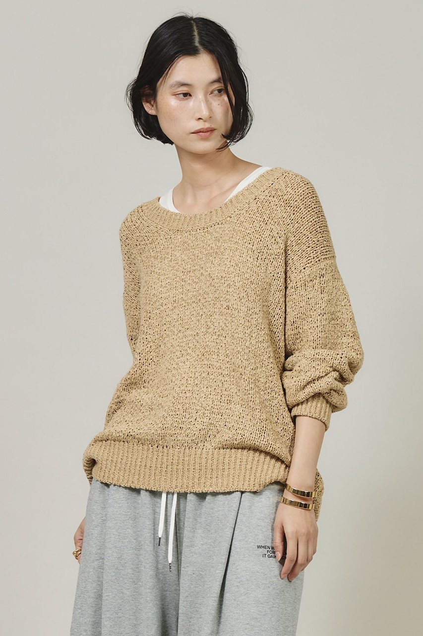 【カレンソロジー/Curensology】のテープヤーンニットプルオーバー インテリア・キッズ・メンズ・レディースファッション・服の通販 founy(ファニー) 　ファッション　Fashion　レディースファッション　Fashion for Women　トップス・カットソー　Cut & Sew Tops　ニット　Knit Tops & Sweaters　カジュアルプルオーバー・ニットトップス　Pullovers & Knit Tops / Casual Pullovers　リボン　Ribbon, Bow　リラックス　Relax, Relaxed Fit　ルーズ　Loose, Oversized　ナチュラル|ID: prp329100004252130 ipo3291000000032941232