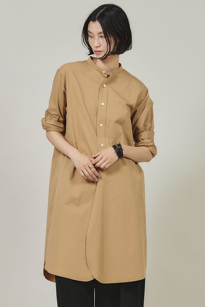 【カレンソロジー/Curensology】の〈&RC〉ワッシャーバンドカラーシャツ インテリア・キッズ・メンズ・レディースファッション・服の通販 founy(ファニー) 　ファッション　Fashion　レディースファッション　Ladies' Fashion Online　トップス・カットソー　Tops/Tshirt　シャツ/ブラウス　Shirts/Blouses　なめらか　Smooth　カッティング　Cutting　カフス　Cuffs　サテン　Satin　シンプル　Simple　スタンド　Stand　スリーブ　Sleeve　バランス　Balance　メンズ　Mens　リラックス　Relax　ロング　Long　日本製　Made In Japan　ベージュ|ID: prp329100004252133 ipo3291000000032615264