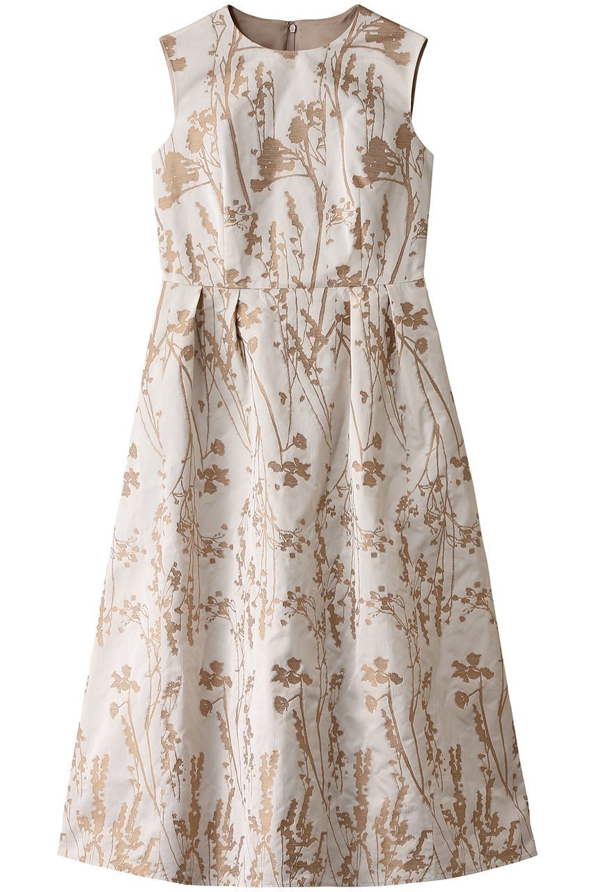 【アナイ/ANAYI】のシルエットフラワージャガードタック ワンピース インテリア・キッズ・メンズ・レディースファッション・服の通販 founy(ファニー) 　ファッション　Fashion　レディースファッション　Fashion for Women　ワンピース　Dresses　チュニック　Tunic Tops & Dresses　ジャカード／ジャガード　Jacquard, Woven Pattern　チュニック　Tunic, Long Top　フィット　Fit, Slim Fit　フラワー　Flower, Floral　ロング　Long, Long-Length　エレガント 上品　Elegant　再入荷　Restock / Back in Stock　ベージュ|ID: prp329100004252136 ipo3291000000035052678