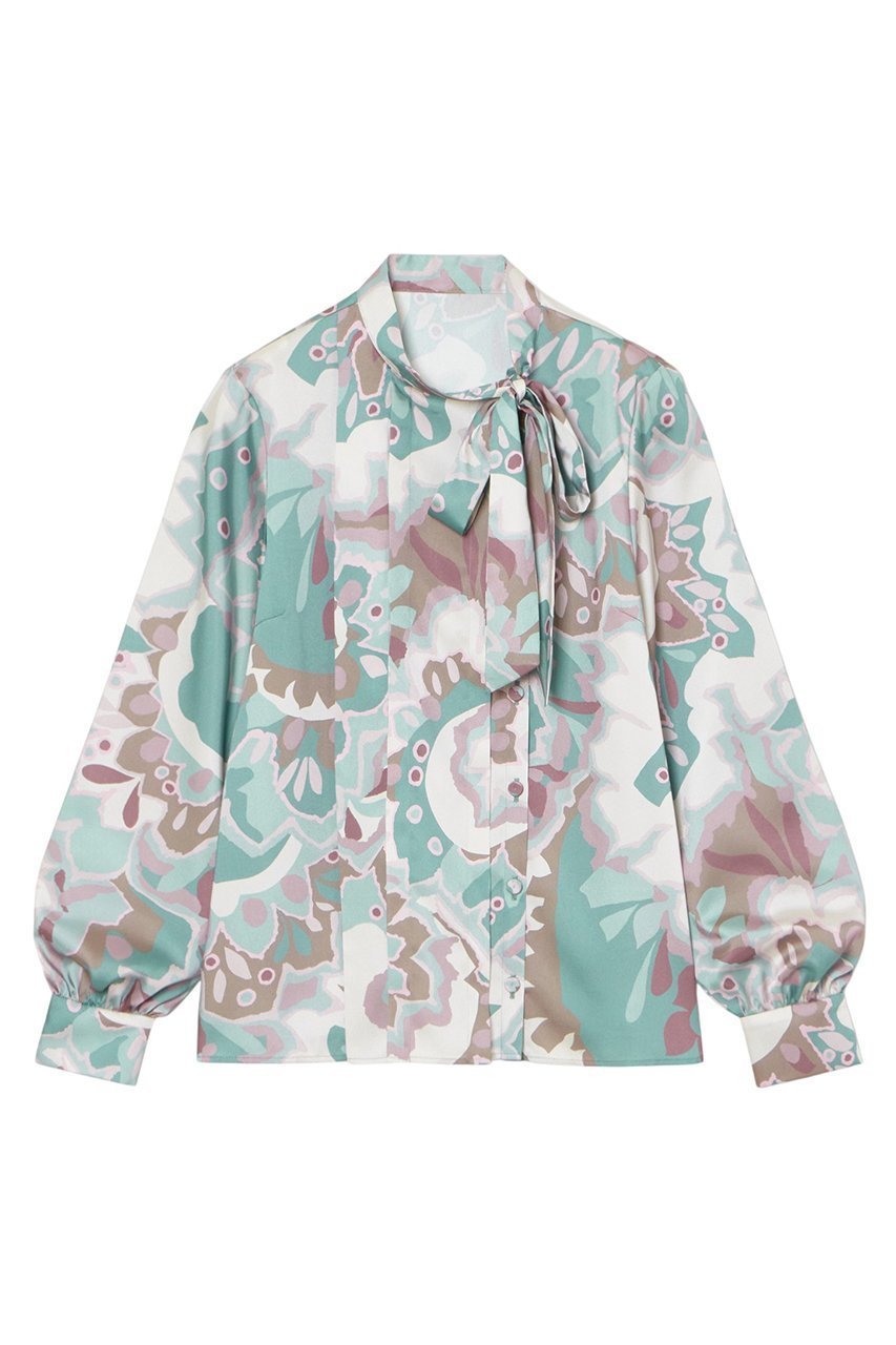 【アナイ/ANAYI】のアートフラワープリントサイドボウタイ ブラウス インテリア・キッズ・メンズ・レディースファッション・服の通販 founy(ファニー) 　ファッション　Fashion　レディースファッション　Fashion for Women　トップス・カットソー　Cut & Sew Tops　シャツ・ブラウス・オフィスカジュアル　Elegant Blouses & Button-Ups　花柄・フラワープリント・モチーフ　Floral Prints & Motifs / Flower Pattern Tops　おすすめ　Recommended / Our Picks　シンプル　Simple, Minimal　スリーブ　Sleeve, Long Sleeve / Short Sleeve　セットアップ　Set-Up, Coordinated Outfit　プリント　Print, Printed Pattern　ボトム　Bottoms, Lower Wear　ミックス　Mix, Mixed Style　ロング　Long, Long-Length　エレガント 上品　Elegant　再入荷　Restock / Back in Stock　グリーンマルチ|ID: prp329100004252138 ipo3291000000035052684