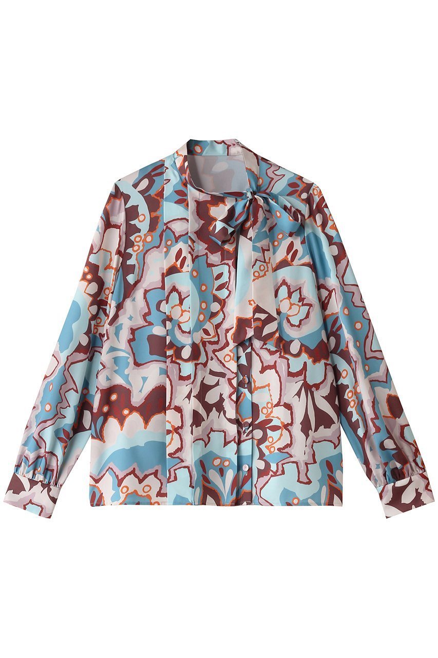 【アナイ/ANAYI】のアートフラワープリントサイドボウタイ ブラウス インテリア・キッズ・メンズ・レディースファッション・服の通販 founy(ファニー) 　ファッション　Fashion　レディースファッション　Fashion for Women　トップス・カットソー　Cut & Sew Tops　シャツ・ブラウス・オフィスカジュアル　Elegant Blouses & Button-Ups　花柄・フラワープリント・モチーフ　Floral Prints & Motifs / Flower Pattern Tops　おすすめ　Recommended / Our Picks　シンプル　Simple, Minimal　スリーブ　Sleeve, Long Sleeve / Short Sleeve　セットアップ　Set-Up, Coordinated Outfit　プリント　Print, Printed Pattern　ボトム　Bottoms, Lower Wear　ミックス　Mix, Mixed Style　ロング　Long, Long-Length　エレガント 上品　Elegant　再入荷　Restock / Back in Stock　ブルー|ID: prp329100004252138 ipo3291000000035052685