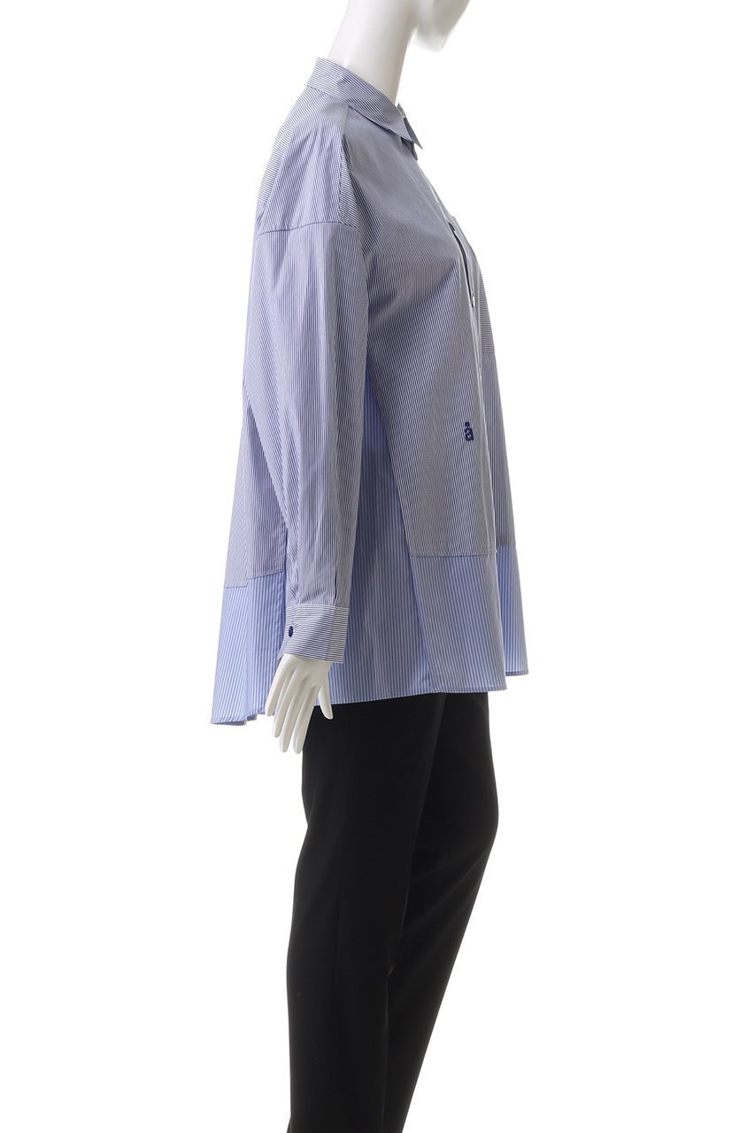 【ナゴンスタンス/nagonstans】のポプリンStripe フレア SH/シャツ 人気、トレンドファッション・服の通販 founy(ファニー) 　ファッション　Fashion　レディースファッション　Fashion for Women　トップス・カットソー　Cut & Sew Tops　シャツ・ブラウス・オフィスカジュアル　Elegant Blouses & Button-Ups　スリーブ　Sleeve, Long Sleeve / Short Sleeve　フレア　Flare, Flared　フロント　Front, Front Design　ロング　Long, Long-Length　other-3|ID: prp329100004255593 ipo3291000000036059587