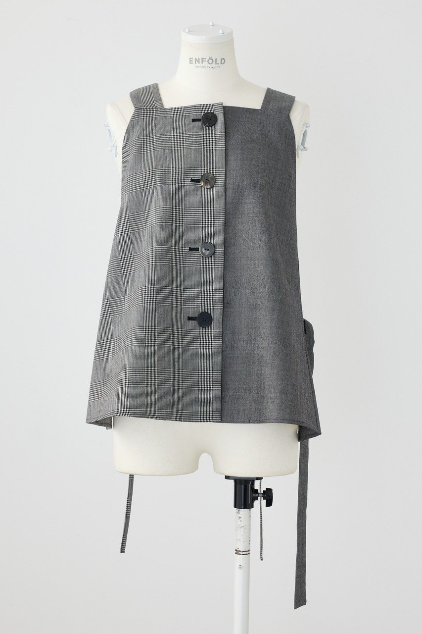 【エンフォルド/ENFOLD】のモノトーンチェック 2Wayホルターベスト 人気、トレンドファッション・服の通販 founy(ファニー) 　ファッション　Fashion　レディースファッション　Fashion for Women　アウター　Coat / Outerwear Collection　レディースジャケット・軽アウター　Jackets　インナー　Innerwear　ジャケット　Jacket, Outerwear　チェック　Check, Plaid, Tartan　フィット　Fit, Slim Fit　ベスト　Vest, Waistcoat　モノトーン　Monotone, Black and White　 other-1|ID: prp329100004255613 ipo3291000000035720709