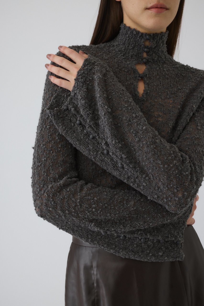 【リムアーク/RIM.ARK】のLoop yarn 2way tops/トップス インテリア・キッズ・メンズ・レディースファッション・服の通販 founy(ファニー) 　ファッション　Fashion　レディースファッション　Fashion for Women　トップス・カットソー　Cut & Sew Tops　ニット　Knit Tops & Sweaters　カジュアルプルオーバー・ニットトップス　Pullovers & Knit Tops / Casual Pullovers　ハイネック　High Neck, Mock Neck　バランス　Balance, Style Balance　グレー|ID: prp329100004255626 ipo3291000000032906416