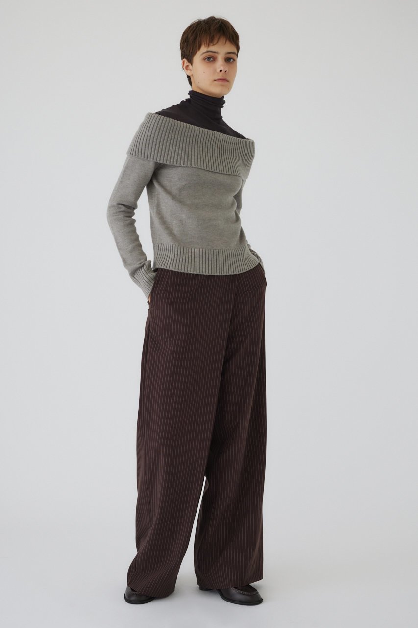 【リムアーク/RIM.ARK】のWrap wide PT/パンツ インテリア・キッズ・メンズ・レディースファッション・服の通販 founy(ファニー) 　ファッション　Fashion　レディースファッション　WOMEN　パンツ　Pants　ストライプ　Stripe　モダン　Modern　ラップ　Wrap　ワイド　Wide　無地　Plain Color　柄BRN|ID: prp329100004255639 ipo3291000000032377115