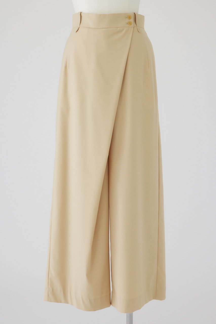 【リムアーク/RIM.ARK】のWrap wide PT/パンツ インテリア・キッズ・メンズ・レディースファッション・服の通販 founy(ファニー) 　ファッション　Fashion　レディースファッション　Fashion for Women　パンツ　Pants & Trousers　ストライプ　Stripe, Striped Pattern　モダン　Modern, Contemporary　ラップ　Wrap, Wrap Design　ワイド　Wide, Wide Fit　無地　Plain, Solid Color　ライトベージュ|ID: prp329100004255639 ipo3291000000034970428