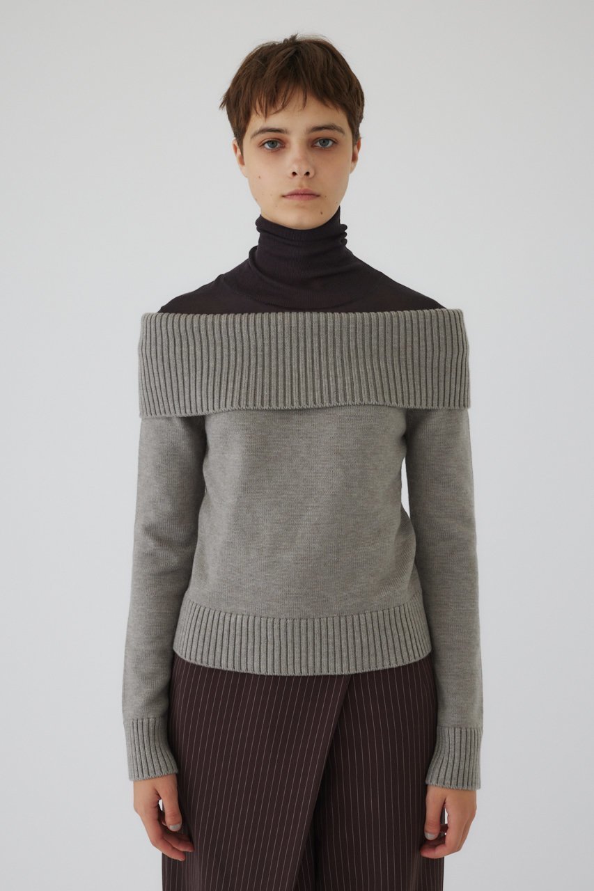 【リムアーク/RIM.ARK】のDocking off shoulder tops/トップス 人気、トレンドファッション・服の通販 founy(ファニー) 　ファッション　Fashion　レディースファッション　Fashion for Women　トップス・カットソー　Cut & Sew Tops　ニット　Knit Tops & Sweaters　カジュアルプルオーバー・ニットトップス　Pullovers & Knit Tops / Casual Pullovers　おすすめ　Recommended / Our Picks　ドッキング　Docking, Mixed Material　ハイネック　High Neck, Mock Neck　フィット　Fit, Slim Fit　other-2|ID: prp329100004255642 ipo3291000000034970174