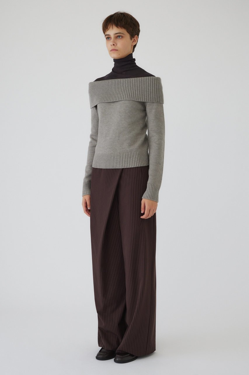 【リムアーク/RIM.ARK】のDocking off shoulder tops/トップス 人気、トレンドファッション・服の通販 founy(ファニー) 　ファッション　Fashion　レディースファッション　Fashion for Women　トップス・カットソー　Cut & Sew Tops　ニット　Knit Tops & Sweaters　カジュアルプルオーバー・ニットトップス　Pullovers & Knit Tops / Casual Pullovers　おすすめ　Recommended / Our Picks　ドッキング　Docking, Mixed Material　ハイネック　High Neck, Mock Neck　フィット　Fit, Slim Fit　other-3|ID: prp329100004255642 ipo3291000000034970175