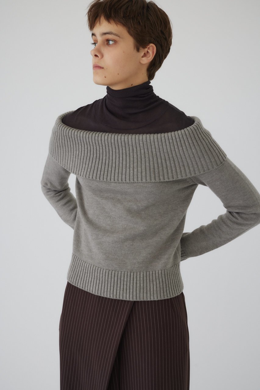 【リムアーク/RIM.ARK】のDocking off shoulder tops/トップス 人気、トレンドファッション・服の通販 founy(ファニー) 　ファッション　Fashion　レディースファッション　Fashion for Women　トップス・カットソー　Cut & Sew Tops　ニット　Knit Tops & Sweaters　カジュアルプルオーバー・ニットトップス　Pullovers & Knit Tops / Casual Pullovers　おすすめ　Recommended / Our Picks　ドッキング　Docking, Mixed Material　ハイネック　High Neck, Mock Neck　フィット　Fit, Slim Fit　other-4|ID: prp329100004255642 ipo3291000000034970176