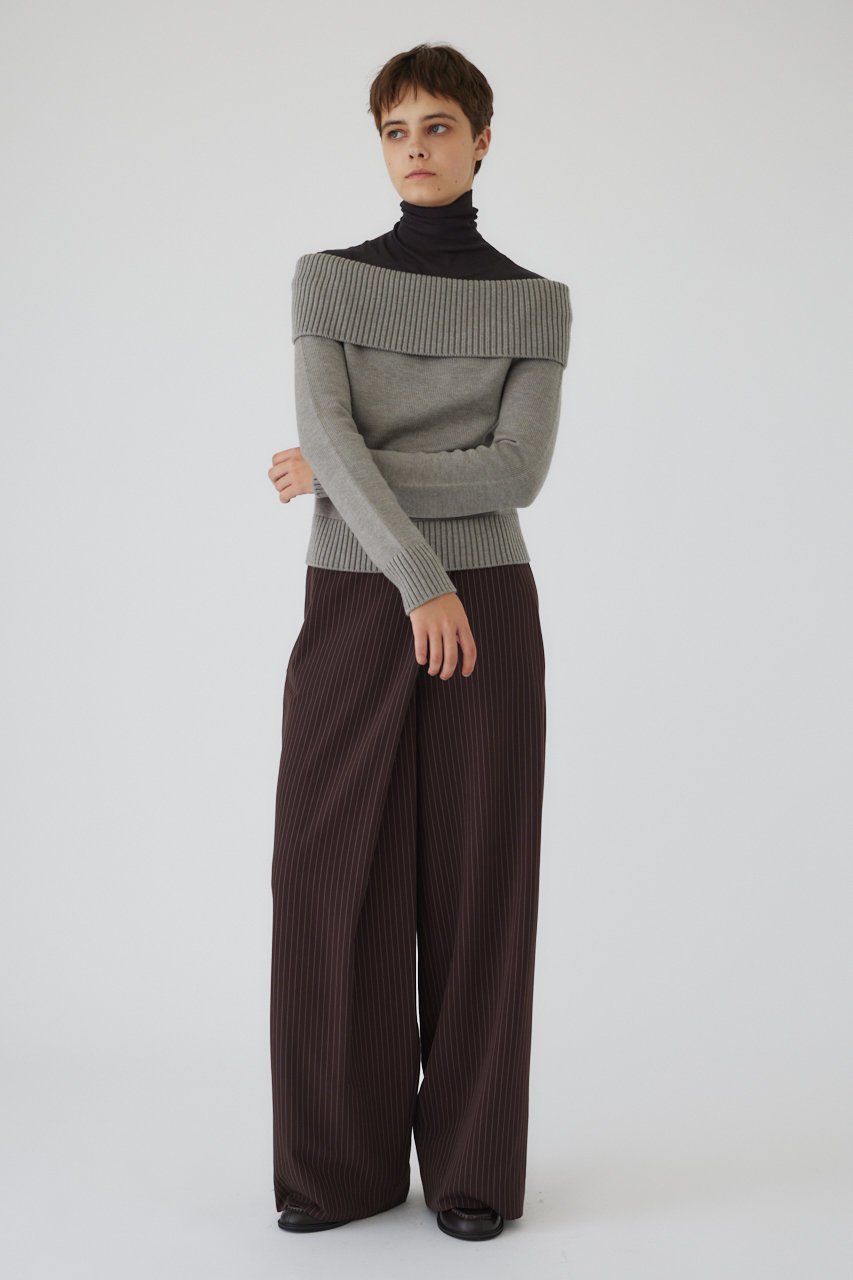 【リムアーク/RIM.ARK】のDocking off shoulder tops/トップス 人気、トレンドファッション・服の通販 founy(ファニー) 　ファッション　Fashion　レディースファッション　Fashion for Women　トップス・カットソー　Cut & Sew Tops　ニット　Knit Tops & Sweaters　カジュアルプルオーバー・ニットトップス　Pullovers & Knit Tops / Casual Pullovers　おすすめ　Recommended / Our Picks　ドッキング　Docking, Mixed Material　ハイネック　High Neck, Mock Neck　フィット　Fit, Slim Fit　other-5|ID: prp329100004255642 ipo3291000000034970177