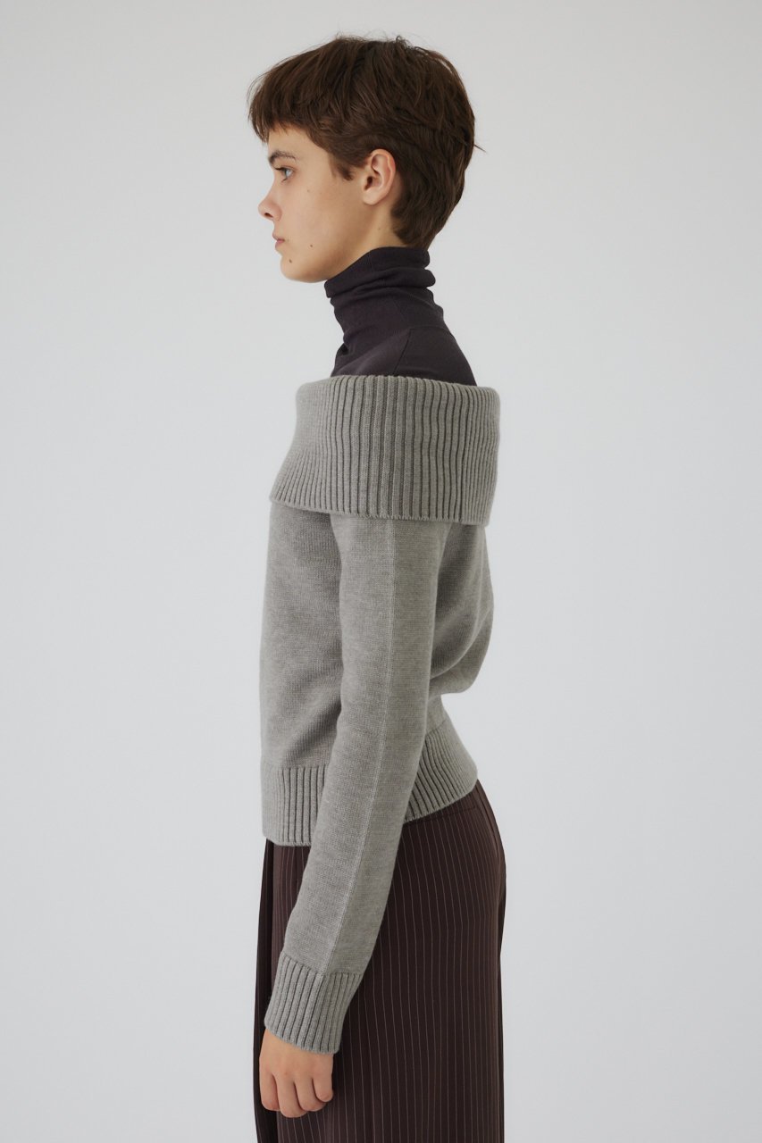 【リムアーク/RIM.ARK】のDocking off shoulder tops/トップス 人気、トレンドファッション・服の通販 founy(ファニー) 　ファッション　Fashion　レディースファッション　Fashion for Women　トップス・カットソー　Cut & Sew Tops　ニット　Knit Tops & Sweaters　カジュアルプルオーバー・ニットトップス　Pullovers & Knit Tops / Casual Pullovers　おすすめ　Recommended / Our Picks　ドッキング　Docking, Mixed Material　ハイネック　High Neck, Mock Neck　フィット　Fit, Slim Fit　other-6|ID: prp329100004255642 ipo3291000000034970178