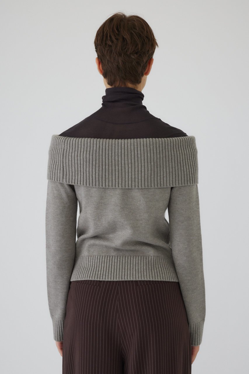 【リムアーク/RIM.ARK】のDocking off shoulder tops/トップス 人気、トレンドファッション・服の通販 founy(ファニー) 　ファッション　Fashion　レディースファッション　Fashion for Women　トップス・カットソー　Cut & Sew Tops　ニット　Knit Tops & Sweaters　カジュアルプルオーバー・ニットトップス　Pullovers & Knit Tops / Casual Pullovers　おすすめ　Recommended / Our Picks　ドッキング　Docking, Mixed Material　ハイネック　High Neck, Mock Neck　フィット　Fit, Slim Fit　other-7|ID: prp329100004255642 ipo3291000000034970179