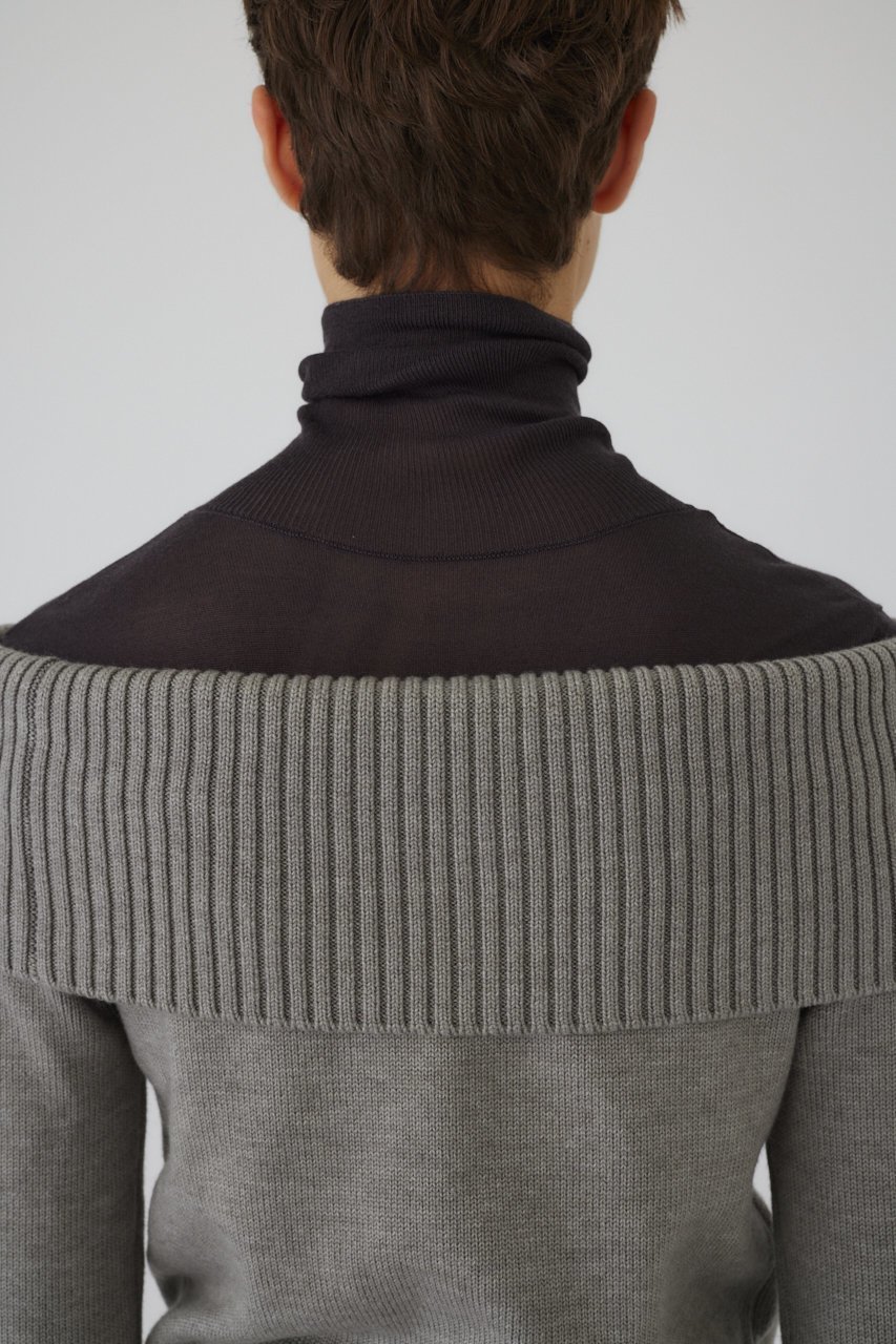 【リムアーク/RIM.ARK】のDocking off shoulder tops/トップス 人気、トレンドファッション・服の通販 founy(ファニー) 　ファッション　Fashion　レディースファッション　Fashion for Women　トップス・カットソー　Cut & Sew Tops　ニット　Knit Tops & Sweaters　カジュアルプルオーバー・ニットトップス　Pullovers & Knit Tops / Casual Pullovers　おすすめ　Recommended / Our Picks　ドッキング　Docking, Mixed Material　ハイネック　High Neck, Mock Neck　フィット　Fit, Slim Fit　other-8|ID: prp329100004255642 ipo3291000000034970180