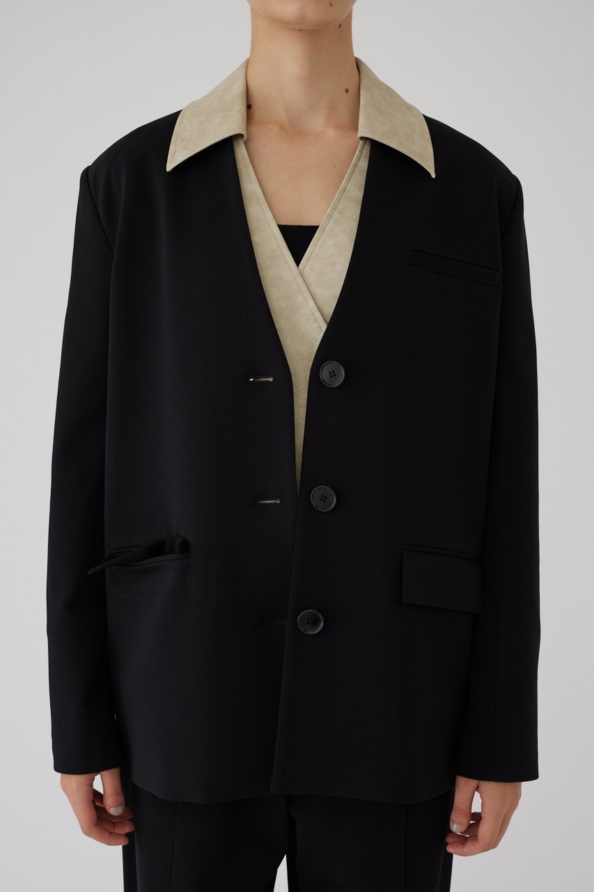 【リムアーク/RIM.ARK】のCollarless padded JK/ジャケット インテリア・キッズ・メンズ・レディースファッション・服の通販 founy(ファニー) 　ファッション　Fashion　レディースファッション　WOMEN　アウター　Coat Outerwear　ジャケット　Jackets　ジャケット　Jacket　セットアップ　Set Up　フォルム　Form　ブラック|ID: prp329100004255645 ipo3291000000032377126