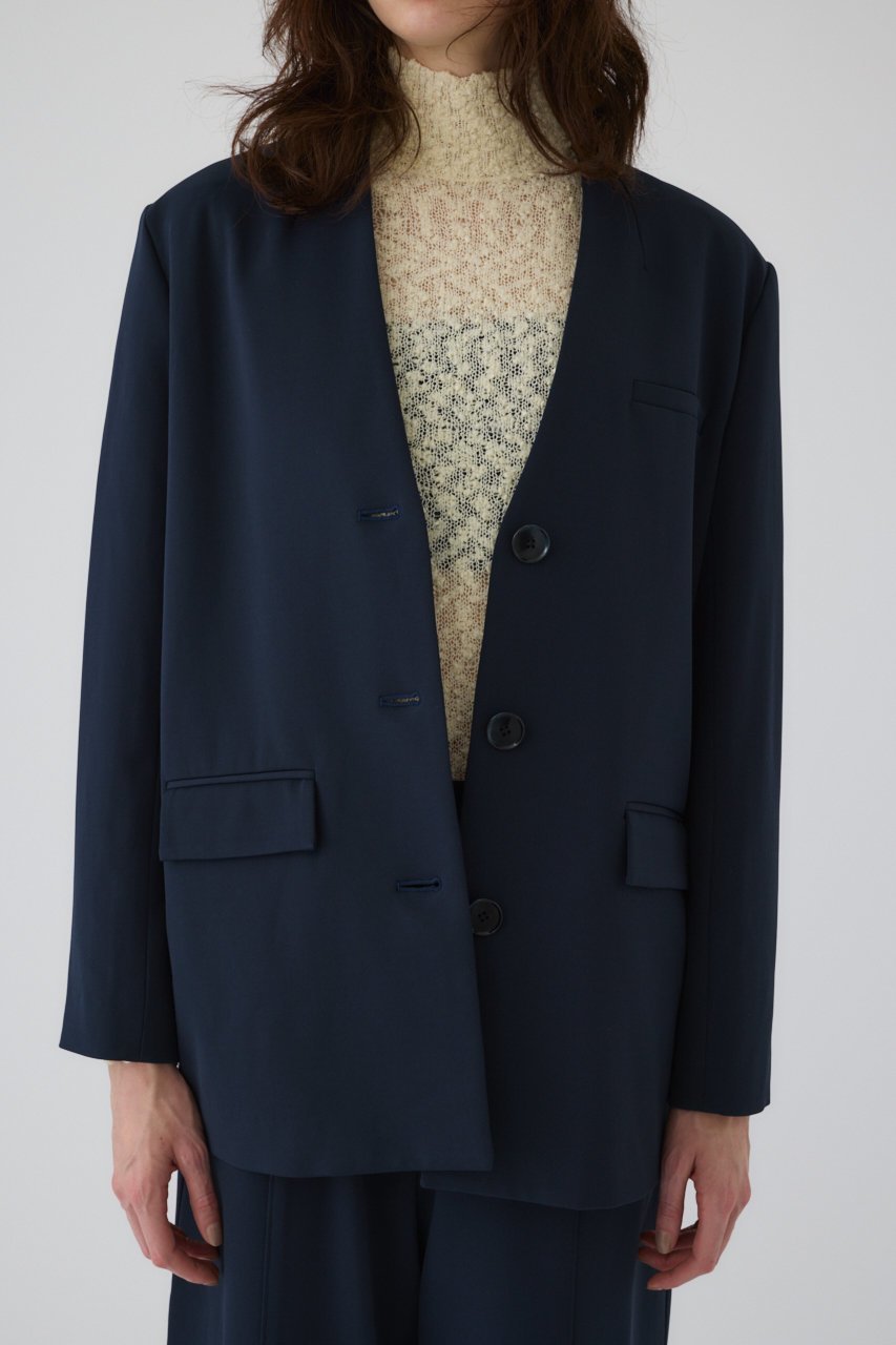 【リムアーク/RIM.ARK】のCollarless padded JK/ジャケット インテリア・キッズ・メンズ・レディースファッション・服の通販 founy(ファニー) 　ファッション　Fashion　レディースファッション　WOMEN　アウター　Coat Outerwear　ジャケット　Jackets　ジャケット　Jacket　セットアップ　Set Up　フォルム　Form　ネイビー|ID: prp329100004255645 ipo3291000000032377127