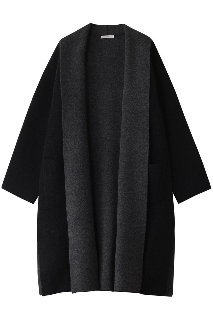 【プレインピープル/PLAIN PEOPLE】のラム接結配色ニットコート インテリア・キッズ・メンズ・レディースファッション・服の通販 founy(ファニー) 　ファッション　Fashion　レディースファッション　Fashion for Women　アウター　Coat / Outerwear Collection　コート・ロングコート・ピーコート　Long Coats, Peacoats & More　エレガント 上品　Elegant　ショール　Shawl, Wrap　シンプル　Simple, Minimal　スタイリッシュ　Stylish, Fashionable　ミドル　Middle Length, Mid Height　ブラック|ID: prp329100004255681 ipo3291000000032942313