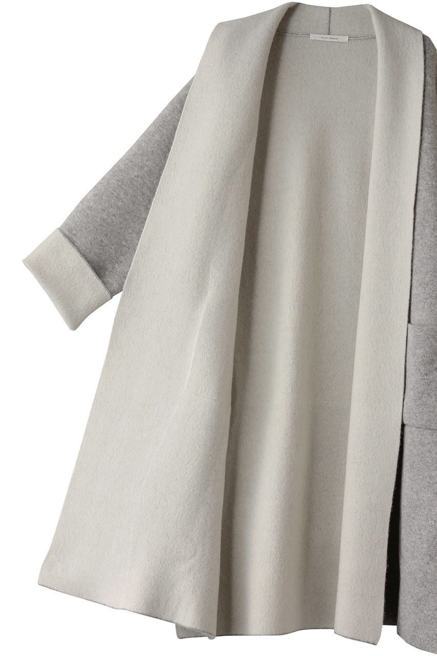 【プレインピープル/PLAIN PEOPLE】のラム接結配色ニットコート 人気、トレンドファッション・服の通販 founy(ファニー) 　ファッション　Fashion　レディースファッション　Fashion for Women　アウター　Coat / Outerwear Collection　コート・ロングコート・ピーコート　Long Coats, Peacoats & More　エレガント 上品　Elegant　ショール　Shawl, Wrap　シンプル　Simple, Minimal　スタイリッシュ　Stylish, Fashionable　ミドル　Middle Length, Mid Height　other-6|ID: prp329100004255681 ipo3291000000032942357