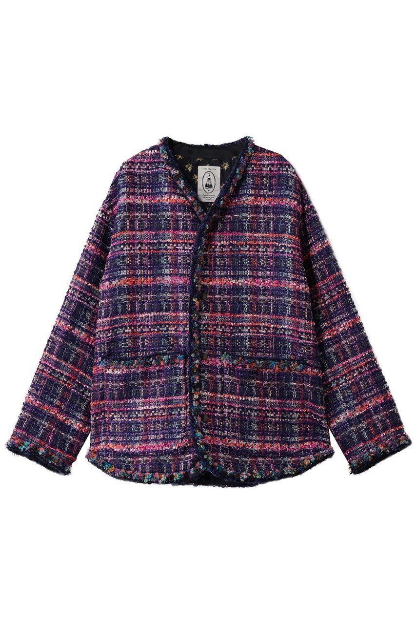 【ルール ロジェット/leur logette】のツイードジャケット インテリア・キッズ・メンズ・レディースファッション・服の通販 founy(ファニー) 　ファッション　Fashion　レディースファッション　Fashion for Women　アウター　Coat / Outerwear Collection　レディースジャケット・軽アウター　Jackets　ジャケット　Jacket, Outerwear　ツイード　Twill, Twill Weave　トリミング　Trimming, Decorative Edge　フランス　France, French　ブレード　Braid, Decorative Trim　ポケット　Pocket, Pocket Detail　エレガント 上品　Elegant　定番　Standard, Basic Item　手編み　Hand-Knitted, Handmade Knit　A/W・秋冬　Autumn/Winter　パープル|ID: prp329100004257403 ipo3291000000034484288