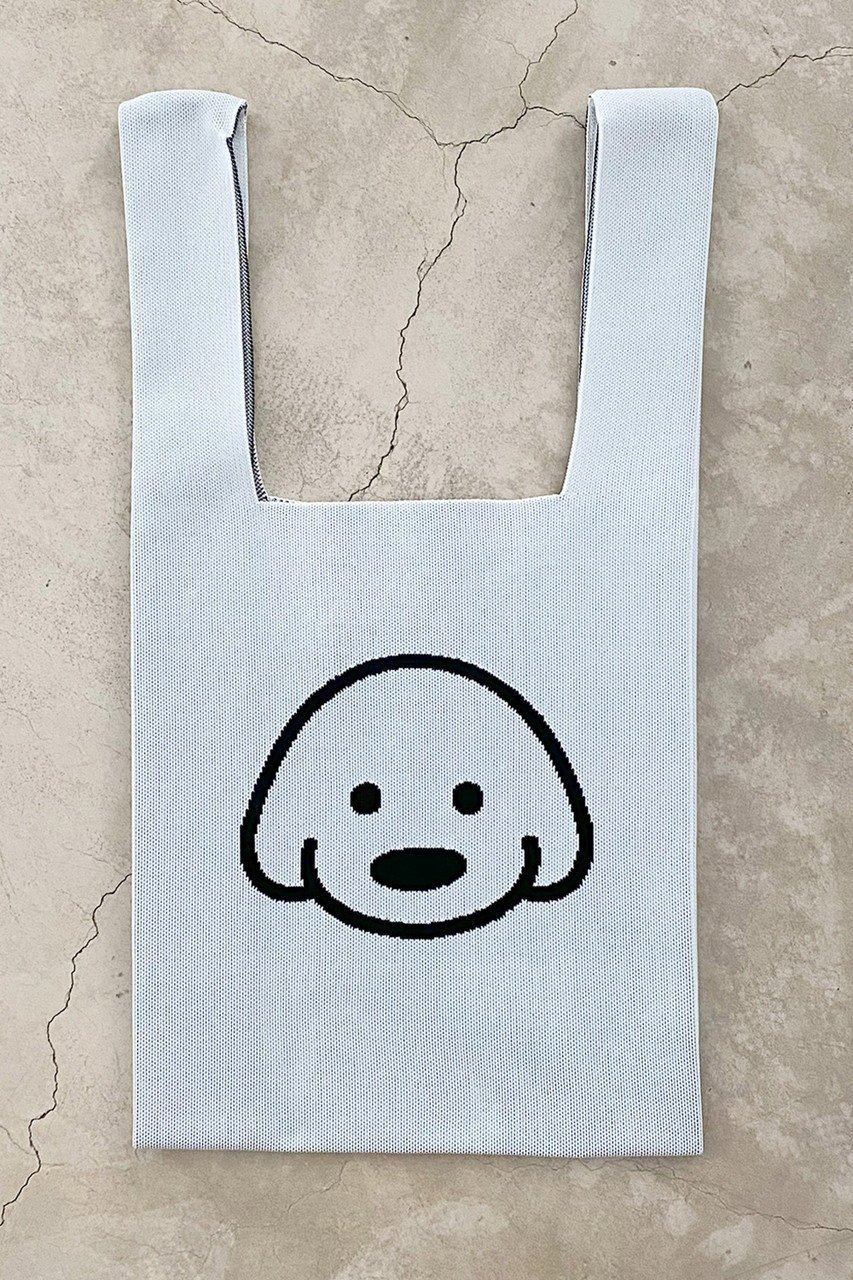 【ビーピービーピー/bpbp】の【UNISEX】【matsui】ニットマルシェバッグ インテリア・キッズ・メンズ・レディースファッション・服の通販 founy(ファウニー) 　ファッション　Fashion　レディースファッション　Fashion for Women　トップス・カットソー　Cut & Sew Tops　ニット　Knit Tops & Sweaters　ユニセックス　Unisex, Genderless　おすすめ　Recommended / Our Picks　イラスト　Illustration　ギフト プレゼント　Gift / Present　シンプル　Simple, Minimal　ダブル　Double, Double-Breasted　フェイス　Face, Facial Design　モチーフ　Motif, Design Theme　ダブルフェイスドッグ ホワイト|ID: prp329100004257443 ipo3291000000036920974