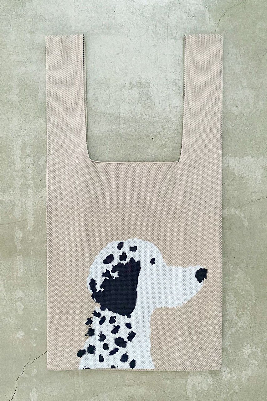 【ビーピービーピー/bpbp】の【UNISEX】【北村人】ニットマルシェバッグ インテリア・キッズ・メンズ・レディースファッション・服の通販 founy(ファニー) 　ファッション　Fashion　レディースファッション　Fashion for Women　トップス・カットソー　Cut & Sew Tops　ニット　Knit Tops & Sweaters　ユニセックス　Unisex, Genderless　イラスト　Illustration　ギフト プレゼント　Gift / Present　ダブル　Double, Double-Breasted　フェイス　Face, Facial Design　ランダム　Random, Irregular　ダルメシアン|ID: prp329100004257446 ipo3291000000035866020