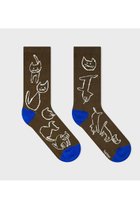 【ビーピービーピー/bpbp】の【UNISEX】【北村人】ソックス 線画の猫 ブラウン|ID: prp329100004257448 ipo3291000000036240051