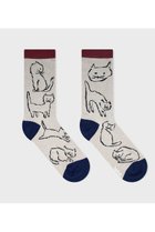 【ビーピービーピー/bpbp】の【UNISEX】【北村人】ソックス 線画のねこ グレーベージュ|ID: prp329100004257450 ipo3291000000032816066