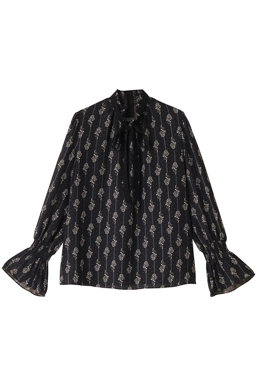 【アルアバイル/allureville】のプチフルールPT ブラウス インテリア・キッズ・メンズ・レディースファッション・服の通販 founy(ファニー) 　ファッション　Fashion　レディースファッション　Fashion for Women　トップス・カットソー　Cut & Sew Tops　シャツ・ブラウス・オフィスカジュアル　Elegant Blouses & Button-Ups　ギャザー　Gathered, Ruffled　スリーブ　Sleeve, Long Sleeve / Short Sleeve　フェミニン　Feminine, Girly　リボン　Ribbon, Bow　ロング　Long, Long-Length　A/W・秋冬　Autumn/Winter　ブラック|ID: prp329100004257488 ipo3291000000032872579