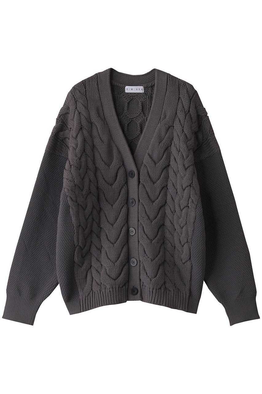 【リムアーク/RIM.ARK】のPattern combination knit CD/ニットカーディガン インテリア・キッズ・メンズ・レディースファッション・服の通販 founy(ファニー) 　ファッション　Fashion　レディースファッション　Ladies' Fashion Online　トップス・カットソー　Tops/Tshirt　ニット　Knit Tops　カーディガン　Cardigans　カーディガン　Cardigan　冬　Winter　春　Spring　グレー|ID: prp329100004259070 ipo3291000000032375894