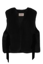 【レモンプレット/Lemonplet】のFAUX FUR TIED KITTEN RIBBON VEST BLACK|ID:prp329100004259079