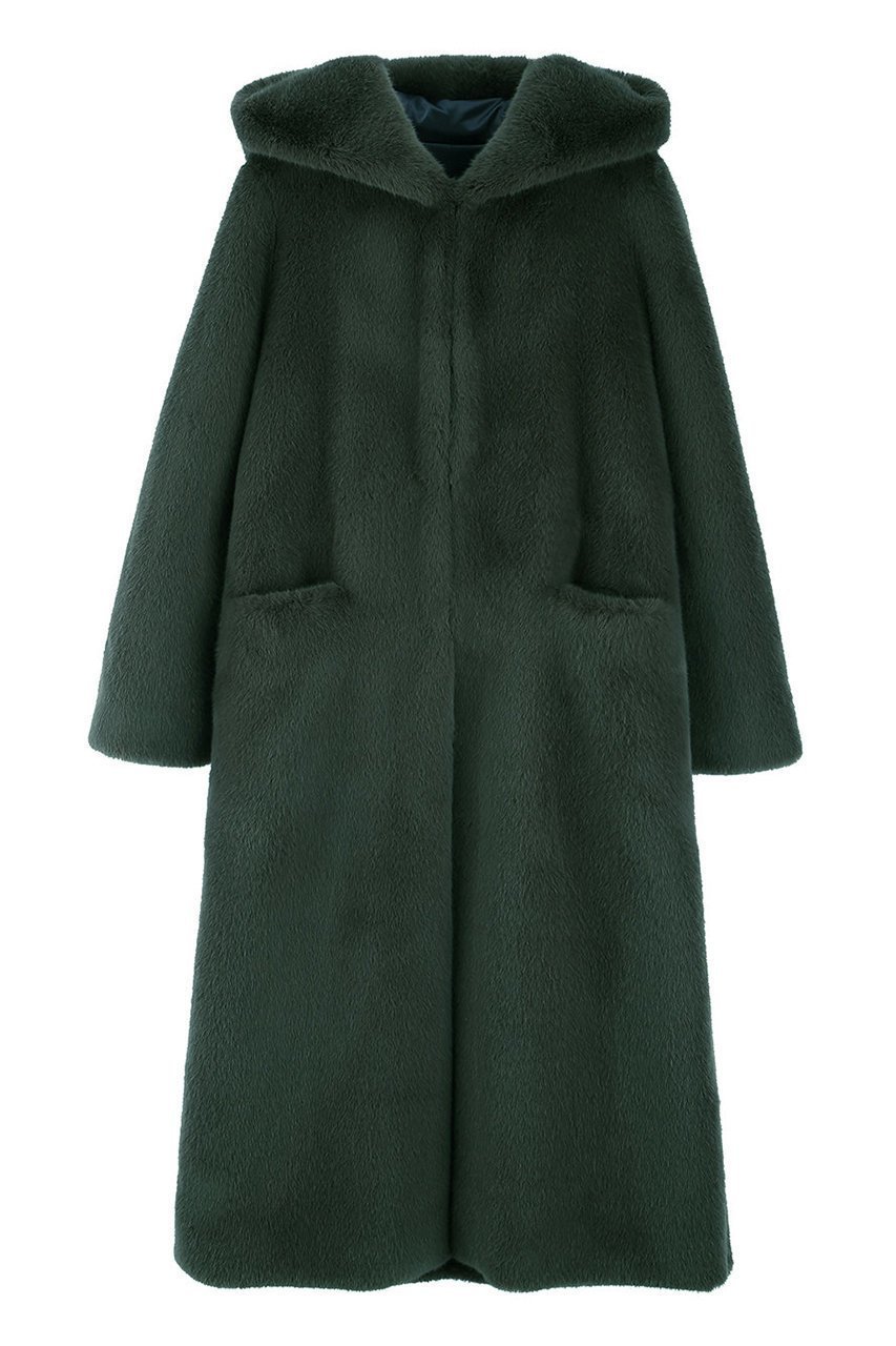 【その他のブランド/Other】のFAUX FUR LAON HOODED MAXI COAT インテリア・キッズ・メンズ・レディースファッション・服の通販 founy(ファニー) 　ファッション　Fashion　レディースファッション　WOMEN　アウター　Coat Outerwear　コート　Coats　ロング　Long　GREEN|ID: prp329100004259108 ipo3291000000029579202