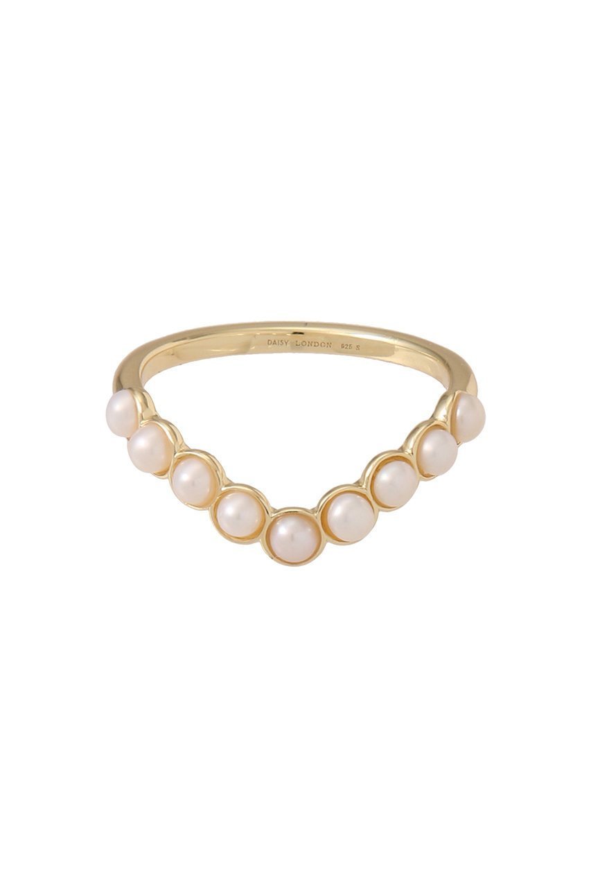 【デイジー ロンドン/DAISY LONDON】のPearl Wave Band リング ゴールド インテリア・キッズ・メンズ・レディースファッション・服の通販 founy(ファニー) 　ファッション　Fashion　レディースファッション　Fashion for Women　ジュエリー　Jewelry　ギフト プレゼント　Gift / Present　シンプル　Simple, Minimal　パール　Pearl, Pearl Accent　フォルム　Silhouette, Form　エレガント 上品　Elegant　ゴールド|ID: prp329100004259122 ipo3291000000036177587