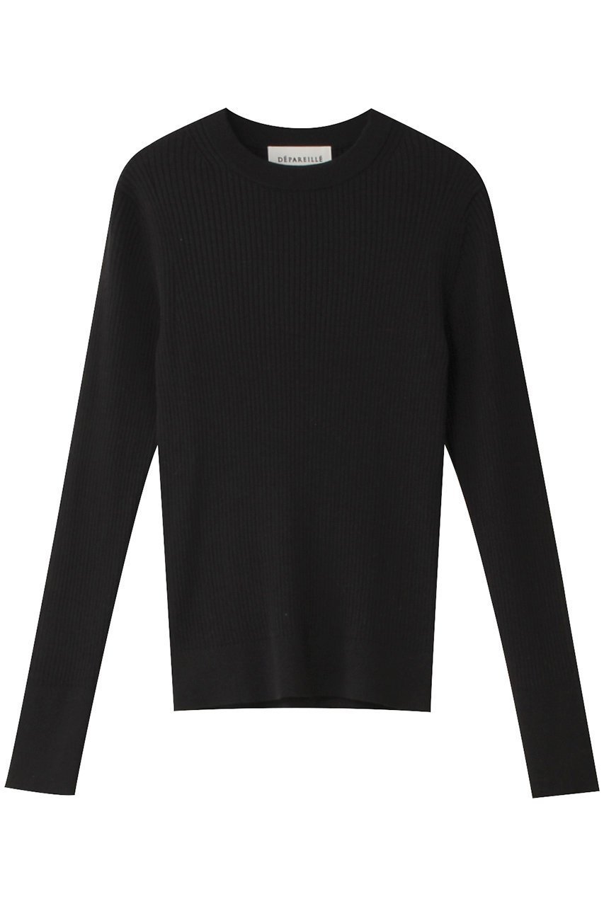 【デパリエ/DEPAREILLE】のCO/SI リブクルーネックプルオーバー インテリア・キッズ・メンズ・レディースファッション・服の通販 founy(ファニー) 　ファッション　Fashion　レディースファッション　Fashion for Women　トップス・カットソー　Cut & Sew Tops　ニット　Knit Tops & Sweaters　カジュアルプルオーバー・ニットトップス　Pullovers & Knit Tops / Casual Pullovers　インナー　Innerwear　シルク　Silk, 100% Silk　シンプル　Simple, Minimal　長袖　Long Sleeve, Full Sleeve　ブラック|ID: prp329100004259131 ipo3291000000032931670