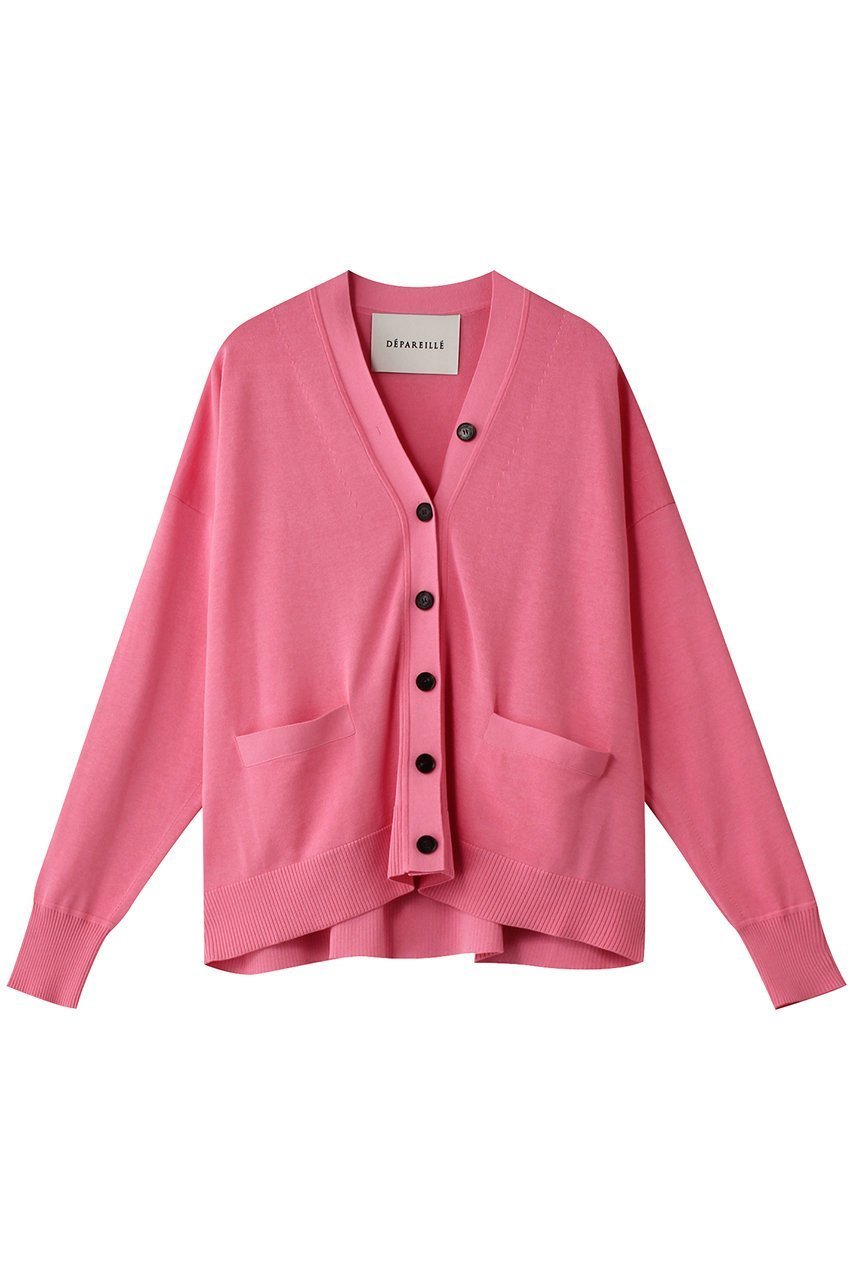 【デパリエ/DEPAREILLE】のCO/SI Vネックカーディガン インテリア・キッズ・メンズ・レディースファッション・服の通販 founy(ファニー) 　ファッション　Fashion　レディースファッション　Fashion for Women　トップス・カットソー　Cut & Sew Tops　ニット　Knit Tops & Sweaters　カーディガン・羽織り　Layered Style Cardigans　Vネックトップス　V-Neck Tops / V-Cut Neckline Shirts　カーディガン　Cardigan, Knitwear　シルク　Silk, 100% Silk　シンプル　Simple, Minimal　ポケット　Pocket, Pocket Detail　春　Spring　ピンク|ID: prp329100004259132 ipo3291000000032964190