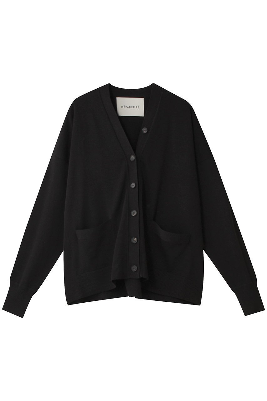 【デパリエ/DEPAREILLE】のCO/SI Vネックカーディガン インテリア・キッズ・メンズ・レディースファッション・服の通販 founy(ファニー) 　ファッション　Fashion　レディースファッション　Fashion for Women　トップス・カットソー　Cut & Sew Tops　ニット　Knit Tops & Sweaters　カーディガン・羽織り　Layered Style Cardigans　Vネックトップス　V-Neck Tops / V-Cut Neckline Shirts　カーディガン　Cardigan, Knitwear　シルク　Silk, 100% Silk　シンプル　Simple, Minimal　ポケット　Pocket, Pocket Detail　春　Spring　ブラック|ID: prp329100004259132 ipo3291000000032964196