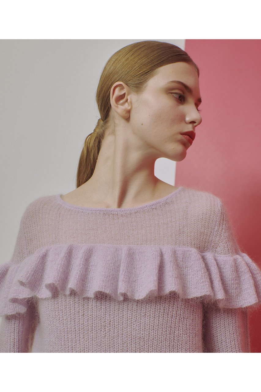 【アルアバイル/allureville】の【LOULOU WILLOUGHBY】モヘヤラッフルプルオーバー 人気、トレンドファッション・服の通販 founy(ファニー) 　ファッション　Fashion　レディースファッション　Fashion for Women　トップス・カットソー　Cut & Sew Tops　ニット　Knit Tops & Sweaters　カジュアルプルオーバー・ニットトップス　Pullovers & Knit Tops / Casual Pullovers　パープル　Purple, Violet　ラッフル　Ruffle, Frill　other-5|ID: prp329100004260077 ipo3291000000032951876