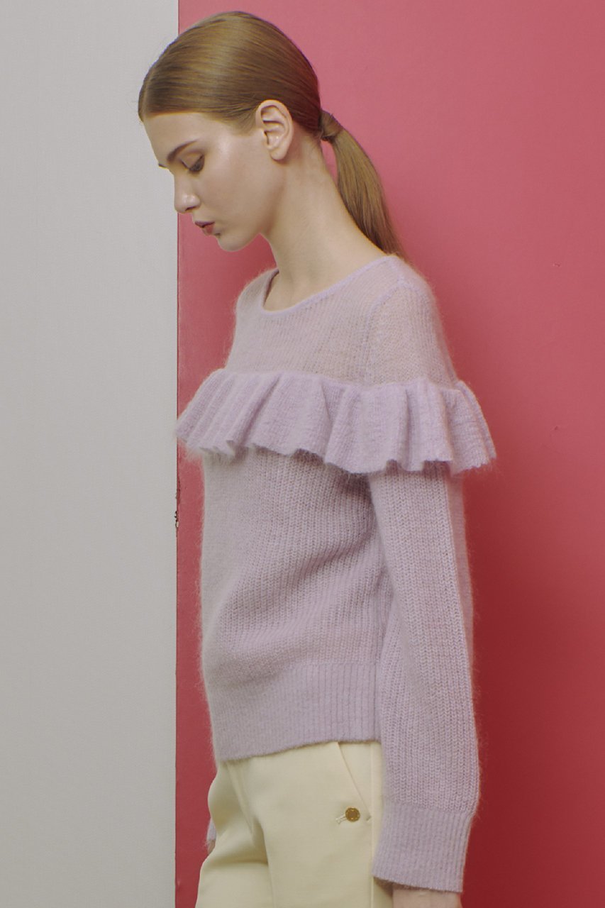 【アルアバイル/allureville】の【LOULOU WILLOUGHBY】モヘヤラッフルプルオーバー 人気、トレンドファッション・服の通販 founy(ファニー) 　ファッション　Fashion　レディースファッション　Fashion for Women　トップス・カットソー　Cut & Sew Tops　ニット　Knit Tops & Sweaters　カジュアルプルオーバー・ニットトップス　Pullovers & Knit Tops / Casual Pullovers　パープル　Purple, Violet　ラッフル　Ruffle, Frill　other-7|ID: prp329100004260077 ipo3291000000032951882