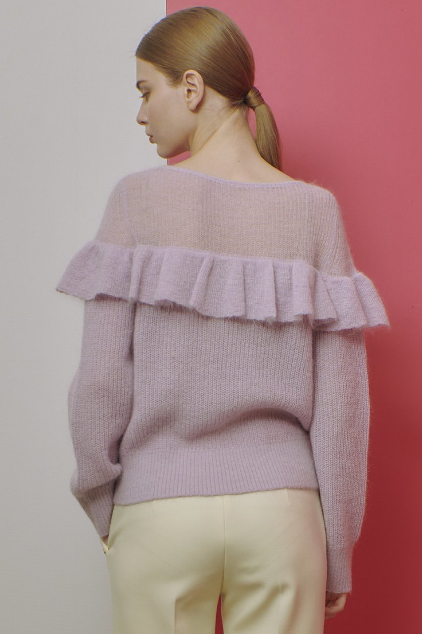 【アルアバイル/allureville】の【LOULOU WILLOUGHBY】モヘヤラッフルプルオーバー 人気、トレンドファッション・服の通販 founy(ファニー) 　ファッション　Fashion　レディースファッション　Fashion for Women　トップス・カットソー　Cut & Sew Tops　ニット　Knit Tops & Sweaters　カジュアルプルオーバー・ニットトップス　Pullovers & Knit Tops / Casual Pullovers　パープル　Purple, Violet　ラッフル　Ruffle, Frill　other-8|ID: prp329100004260077 ipo3291000000032951886