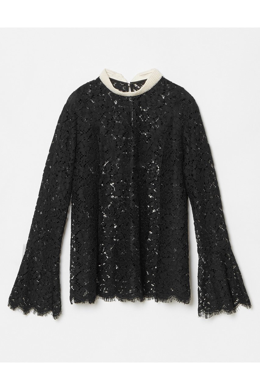 【アルアバイル/allureville】の【LOULOU WILLOUGHBY】パールネックレースブラウス インテリア・キッズ・メンズ・レディースファッション・服の通販 founy(ファニー) 　ファッション　Fashion　レディースファッション　Fashion for Women　トップス・カットソー　Cut & Sew Tops　シャツ・ブラウス・オフィスカジュアル　Elegant Blouses & Button-Ups　おすすめ　Recommended / Our Picks　インナー　Innerwear　カフス　Cuff Design　キャミソール　Camisole, Spaghetti Strap Top　ジャケット　Jacket, Outerwear　ストレート　Straight, Straight Cut　スリーブ　Sleeve, Long Sleeve / Short Sleeve　パール　Pearl, Pearl Accent　レース　Lace, Lace Fabric　ロング　Long, Long-Length　エレガント 上品　Elegant　再入荷　Restock / Back in Stock　ブラック|ID: prp329100004260081 ipo3291000000032705795