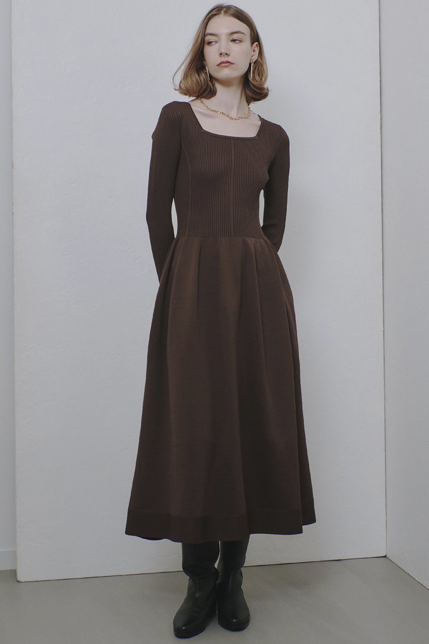 【アルアバイル/allureville】のウエストマークコクーンニットワンピース 人気、トレンドファッション・服の通販 founy(ファニー) 　ファッション　Fashion　レディースファッション　Fashion for Women　ワンピース　Dresses　ニットワンピース　Knit Dresses　チュニック　Tunic Tops & Dresses　ジャケット　Jacket, Outerwear　スクエア　Square, Square Shape　チュニック　Tunic, Long Top　デコルテ　Décolleté, Neckline　フィット　Fit, Slim Fit　フレア　Flare, Flared　ロング　Long, Long-Length　A/W・秋冬　Autumn/Winter　other-4|ID: prp329100004260087 ipo3291000000032888781