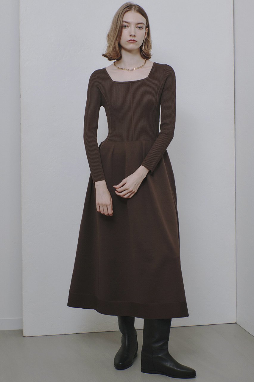 【アルアバイル/allureville】のウエストマークコクーンニットワンピース 人気、トレンドファッション・服の通販 founy(ファニー) 　ファッション　Fashion　レディースファッション　Fashion for Women　ワンピース　Dresses　ニットワンピース　Knit Dresses　チュニック　Tunic Tops & Dresses　ジャケット　Jacket, Outerwear　スクエア　Square, Square Shape　チュニック　Tunic, Long Top　デコルテ　Décolleté, Neckline　フィット　Fit, Slim Fit　フレア　Flare, Flared　ロング　Long, Long-Length　A/W・秋冬　Autumn/Winter　other-5|ID: prp329100004260087 ipo3291000000032888785