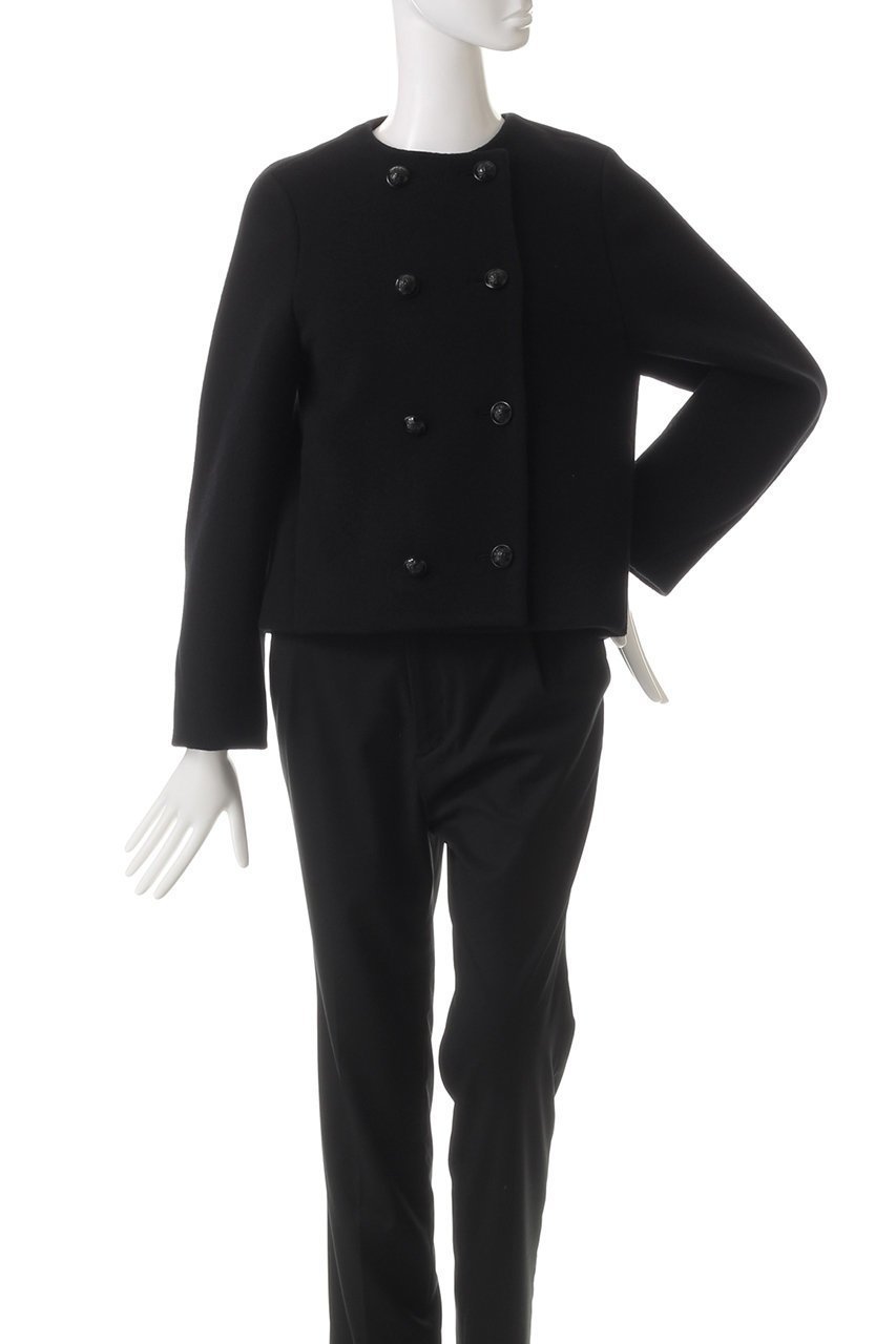 【アルアバイル/allureville】のショートビーバーノーカラージャケット 人気、トレンドファッション・服の通販 founy(ファニー) 　ファッション　Fashion　レディースファッション　WOMEN　アウター　Coat Outerwear　ジャケット　Jackets　ノーカラージャケット　No Collar Leather Jackets　おすすめ　Recommend　インナー　Inner　コンパクト　Compact　ショート　Short　ジャケット　Jacket　スリーブ　Sleeve　ダブル　Double　バランス　Balance　フォルム　Form　マフラー　Scarf　ワイド　Wide　other-2|ID: prp329100004260089 ipo3291000000031506624