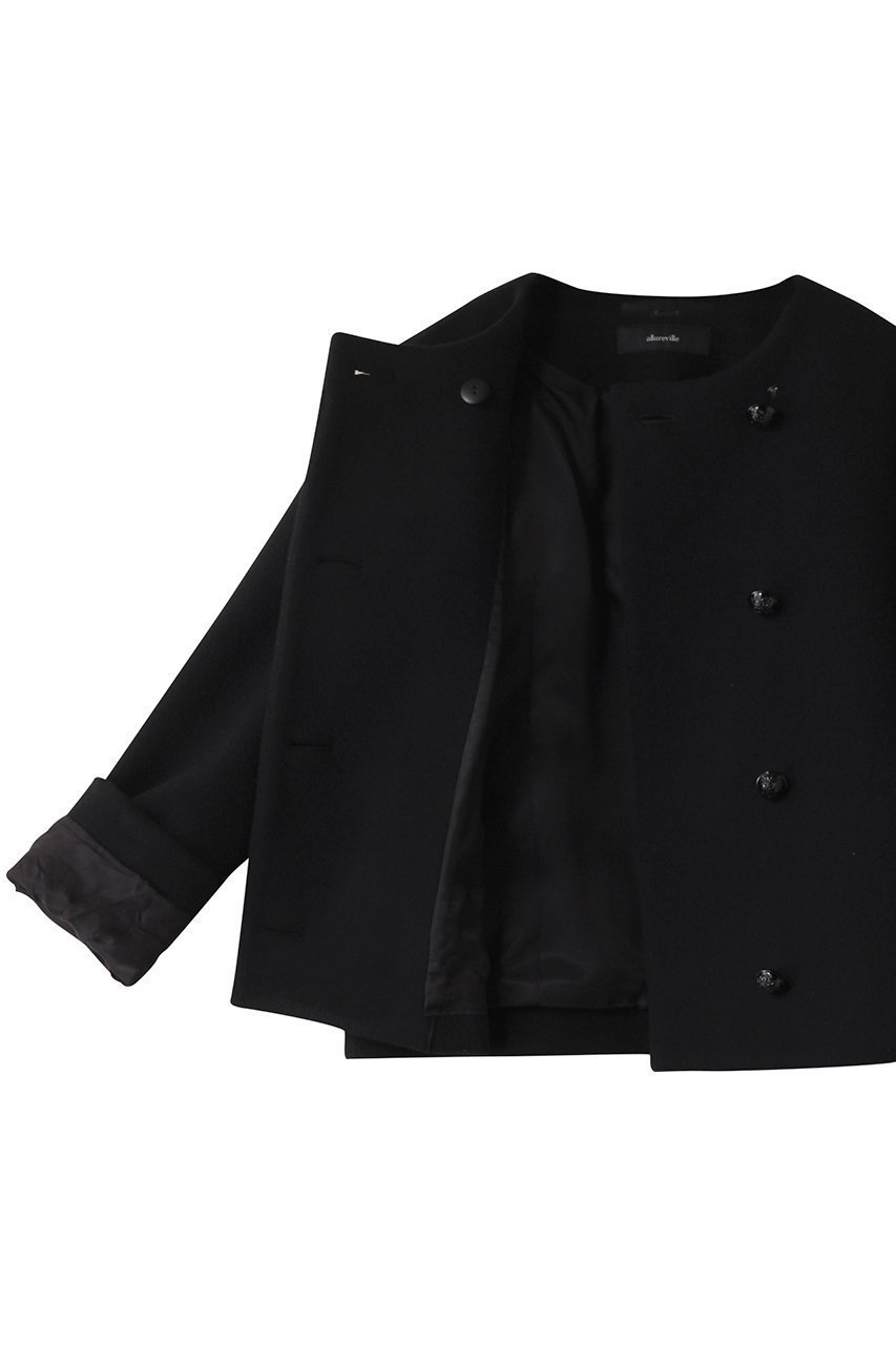 【アルアバイル/allureville】のショートビーバーノーカラージャケット 人気、トレンドファッション・服の通販 founy(ファニー) 　ファッション　Fashion　レディースファッション　WOMEN　アウター　Coat Outerwear　ジャケット　Jackets　ノーカラージャケット　No Collar Leather Jackets　おすすめ　Recommend　インナー　Inner　コンパクト　Compact　ショート　Short　ジャケット　Jacket　スリーブ　Sleeve　ダブル　Double　バランス　Balance　フォルム　Form　マフラー　Scarf　ワイド　Wide　other-6|ID: prp329100004260089 ipo3291000000031506628