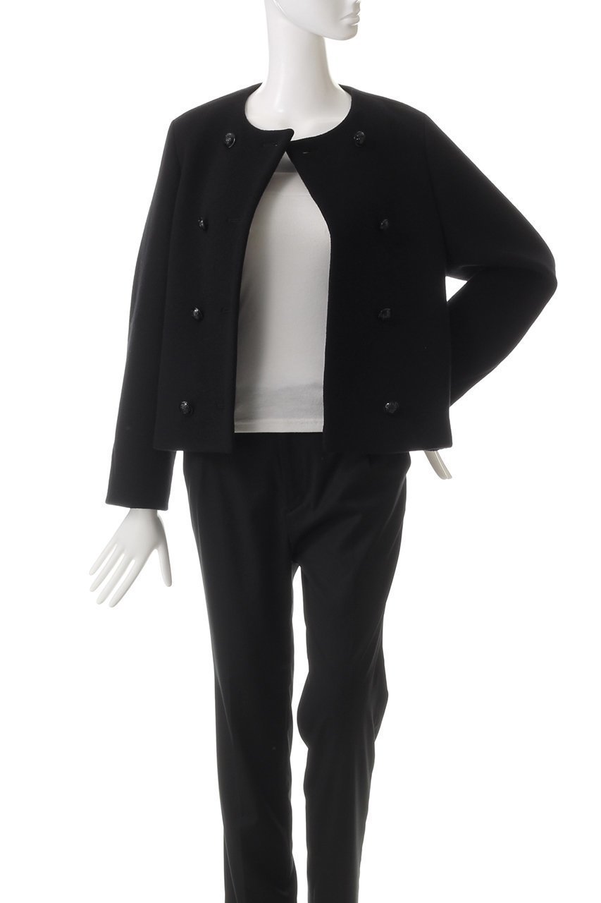【アルアバイル/allureville】のショートビーバーノーカラージャケット 人気、トレンドファッション・服の通販 founy(ファニー) 　ファッション　Fashion　レディースファッション　WOMEN　アウター　Coat Outerwear　ジャケット　Jackets　ノーカラージャケット　No Collar Leather Jackets　おすすめ　Recommend　インナー　Inner　コンパクト　Compact　ショート　Short　ジャケット　Jacket　スリーブ　Sleeve　ダブル　Double　バランス　Balance　フォルム　Form　マフラー　Scarf　ワイド　Wide　other-7|ID: prp329100004260089 ipo3291000000031506629